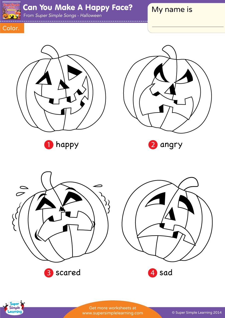Can You Make A Happy Face? Worksheet - Vocabulary Coloring - Super ...