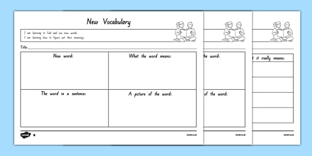 New Vocabulary Differentiated Worksheet / Worksheets
