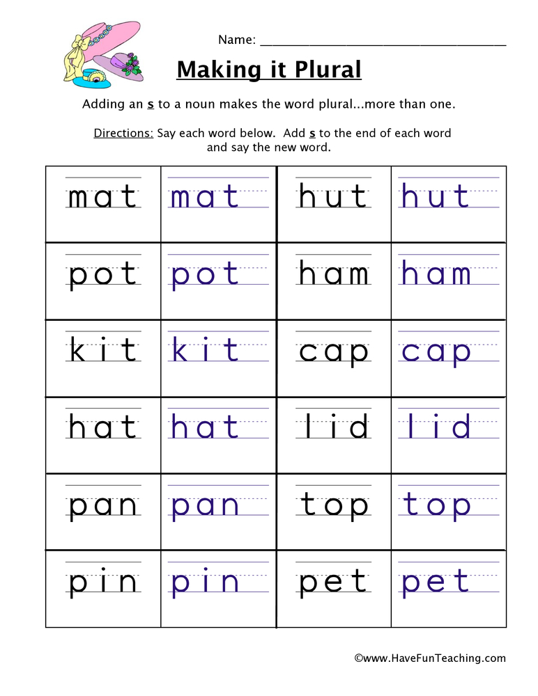 Plural Words Adding S Worksheet  