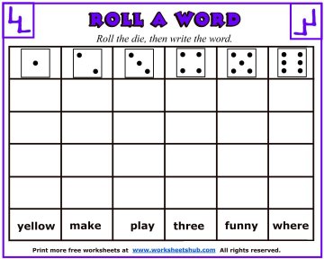 Sight Word Worksheets - Roll A Word