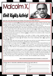Malcolm X worksheets