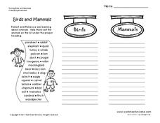 mammal worksheet for 2nd grade