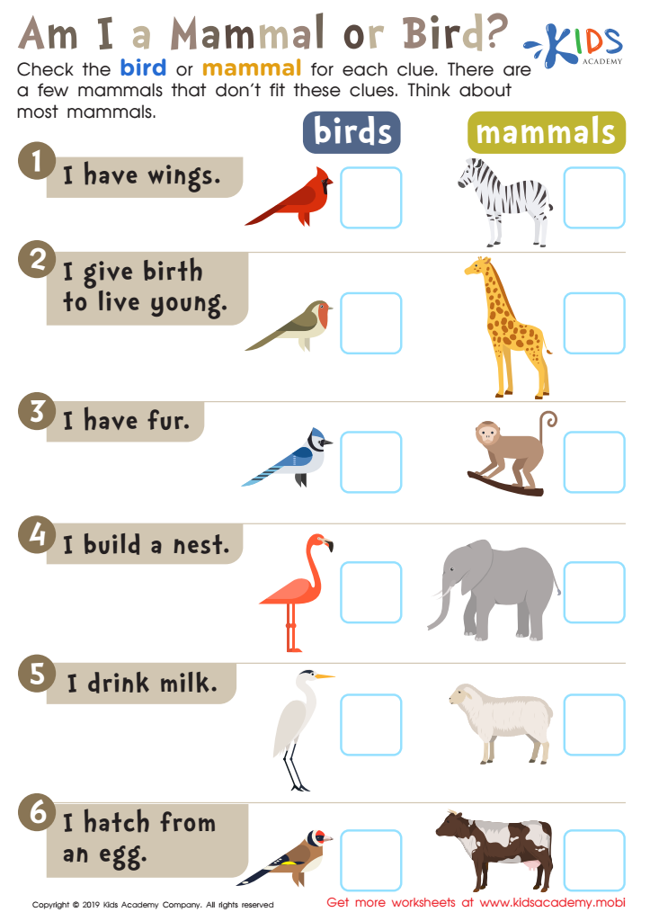 mammal worksheet