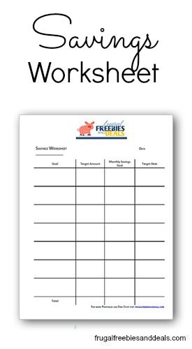 Savings Worksheet (Free Download) - Frugal Living Mom | Money ...