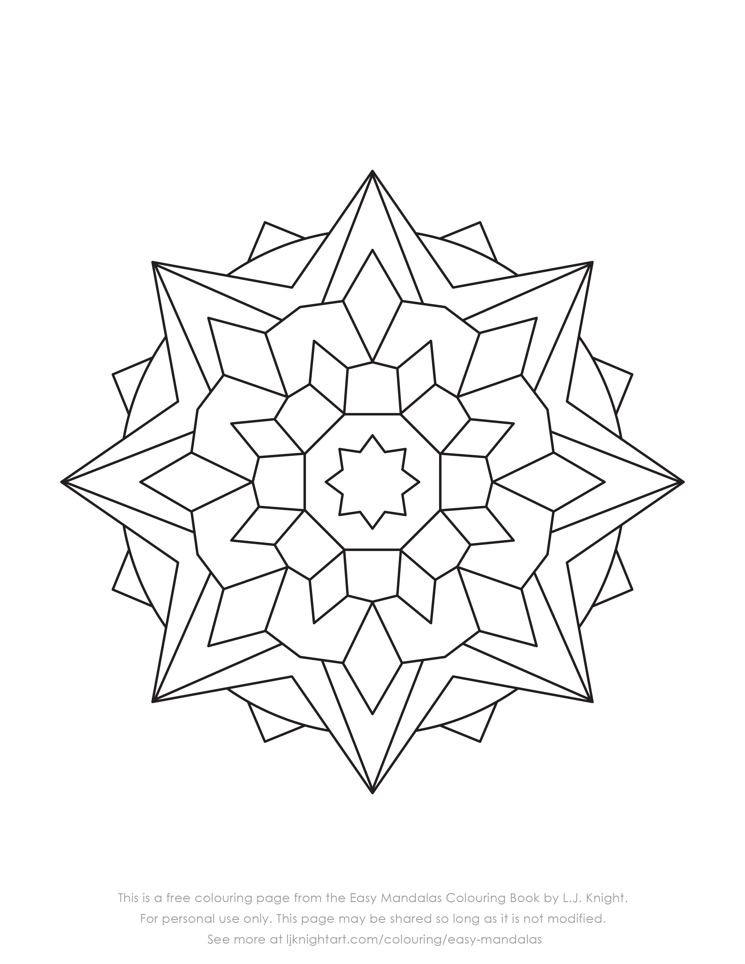 Free Easy Mandala Colouring Page Download | L.J. Knight Art