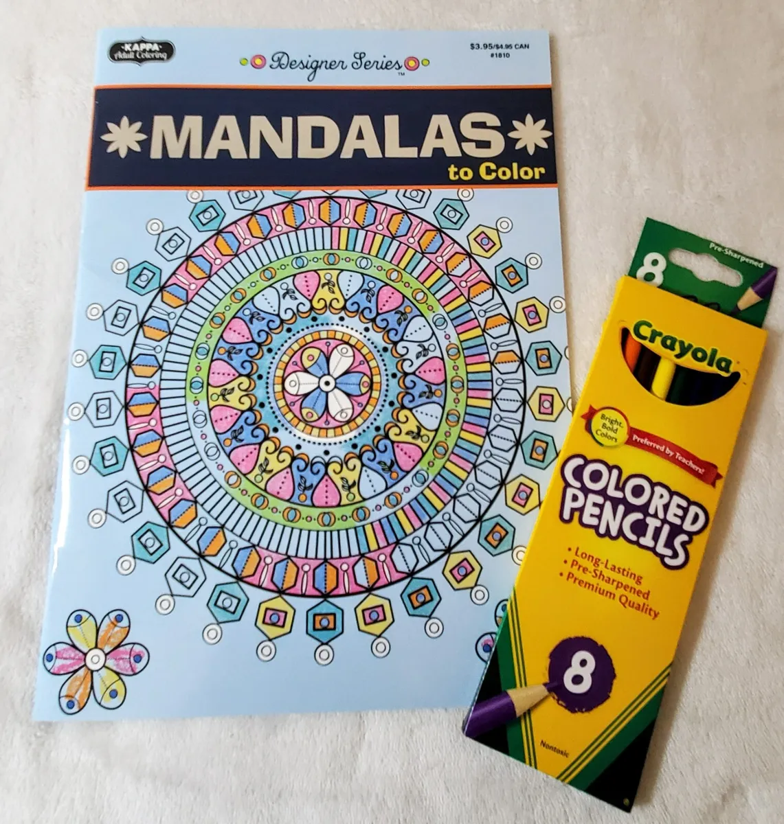 Mandalas Adult Coloring Book &  Set of 8 Crayola Colored Pencils | eBay