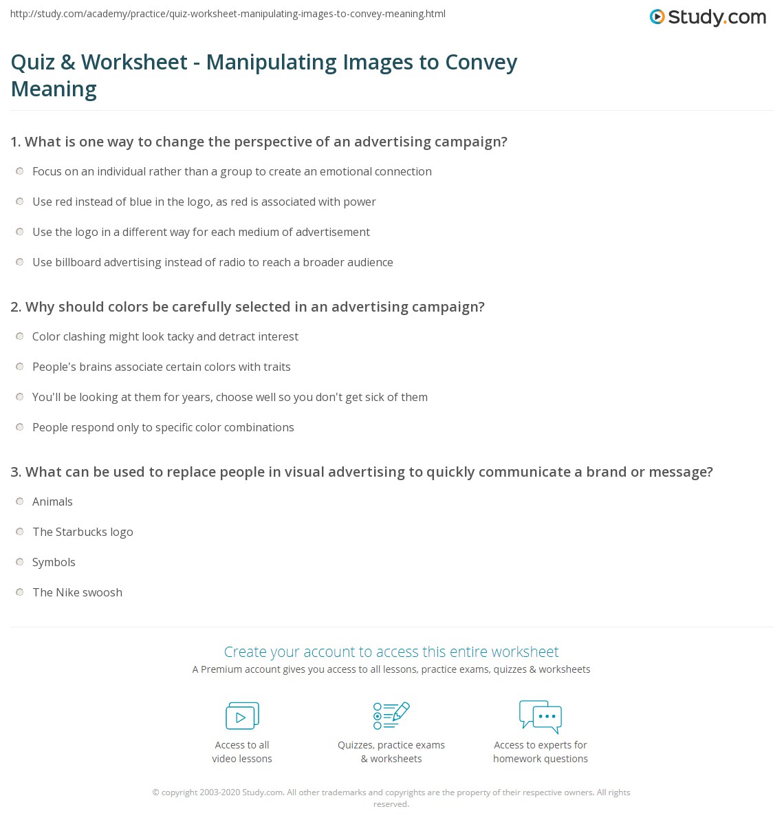 Quiz &  Worksheet - Manipulating Images to Convey Meaning | Study.com