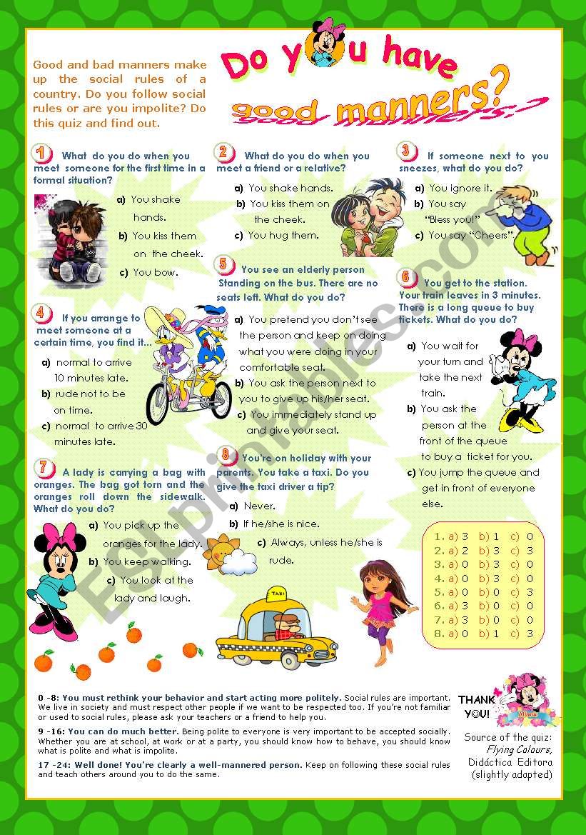 Polite Is Right Printable (K - 1st Grade) - TeacherVision