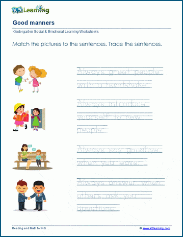 Good Manners Worksheets | Worsheets library