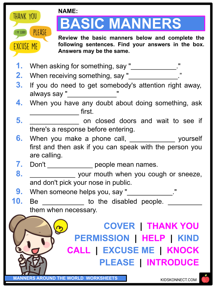 Manners Around the World Facts, Worksheets, Common &  Unique for Kids