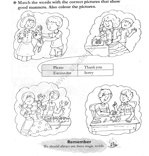 CBSE Class 1 EVS Good Manners Worksheet