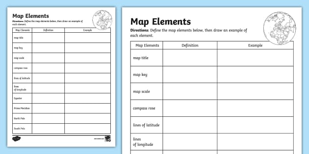 map elements worksheet