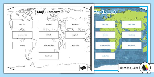 Sixth Grade Map Elements Vocabulary Mat (teacher made)