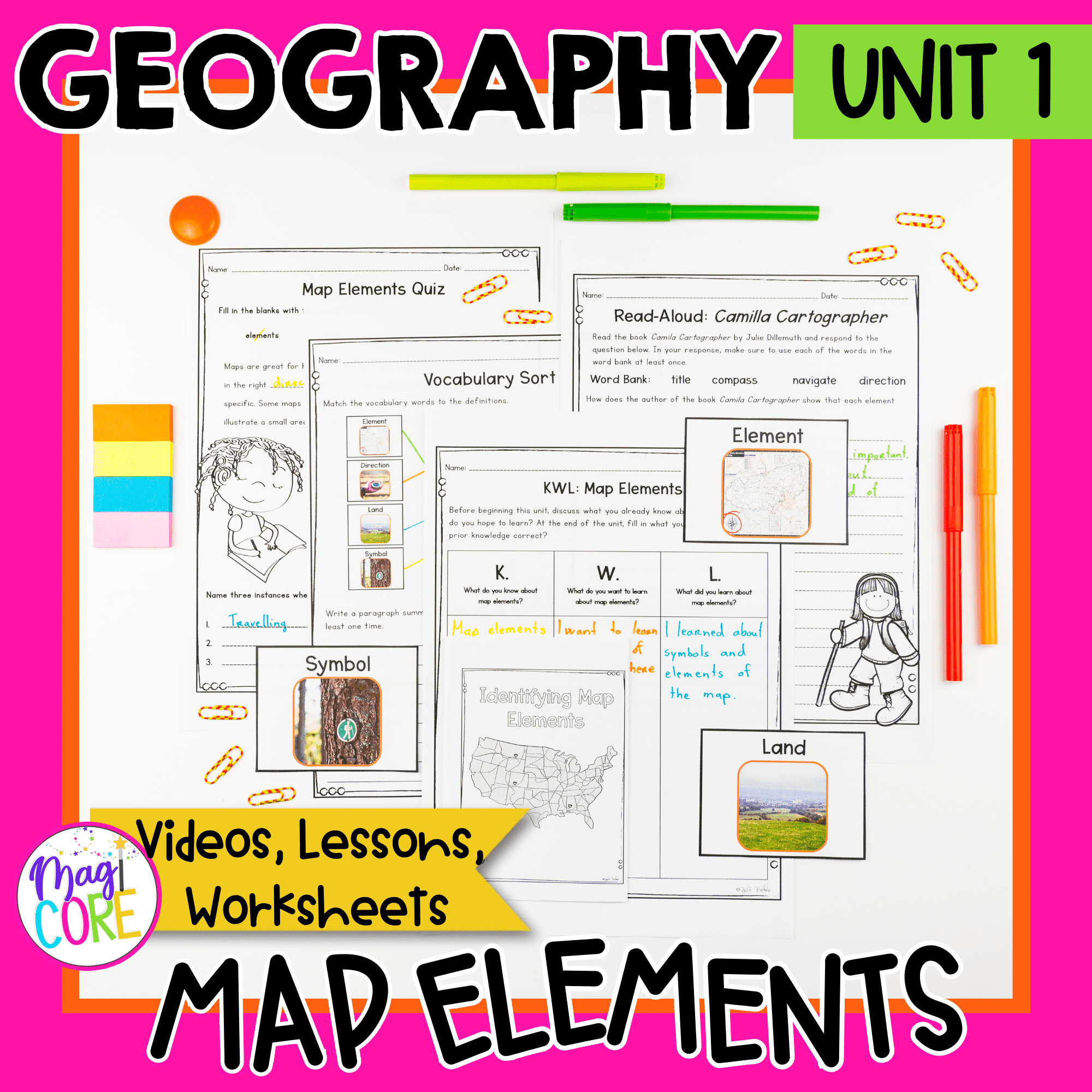 Geography Unit 1 Map Elements MagiCore Worksheets Library