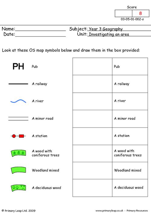 Geography: Map Symbols Part 1 | Worksheet | PrimaryLeap.co.uk