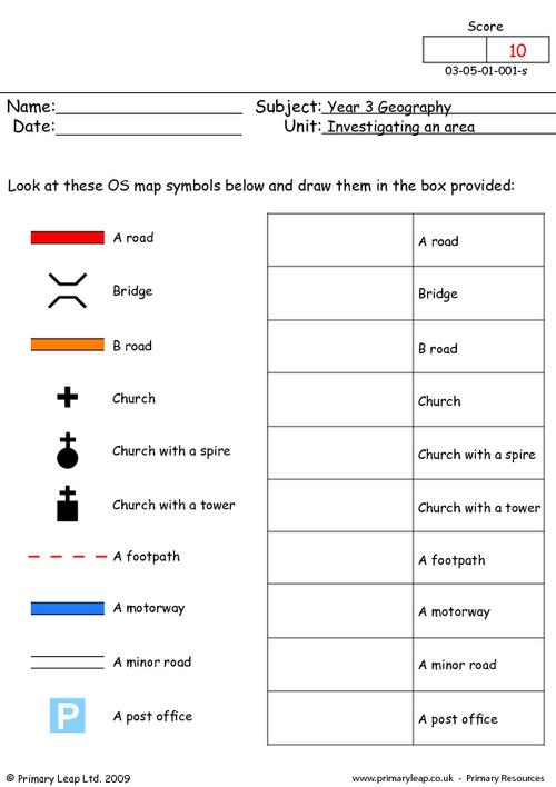Geography: Map Symbols Part 1 | Worksheet | PrimaryLeap.co.uk