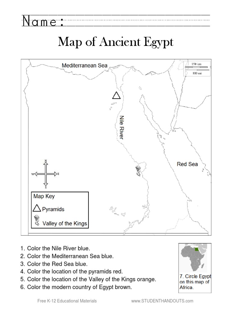 map of ancient egypt worksheet