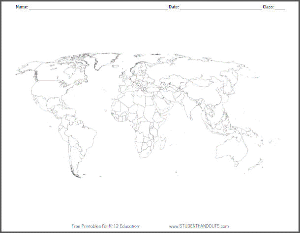 map of the world worksheet