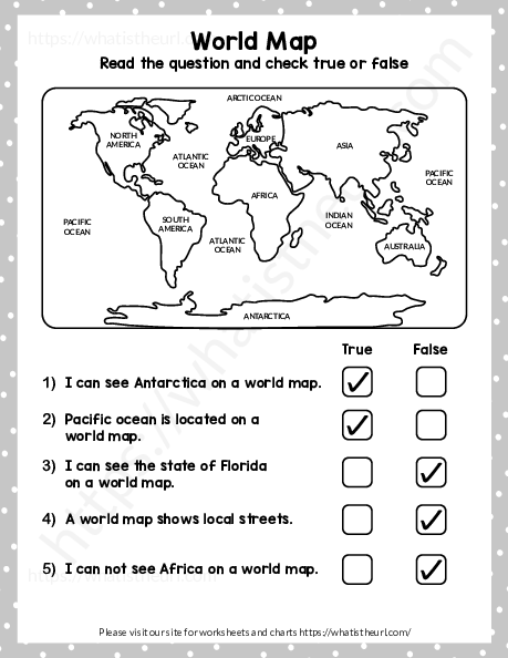 World Map Worksheets for Grade 3 - Exercise 1 - Your Home Teacher