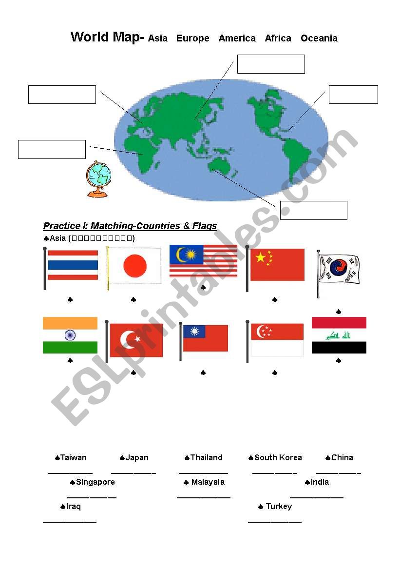 World Map ESL Worksheet By Andreayfw Worksheets Library Map Of The World Worksheet 38 