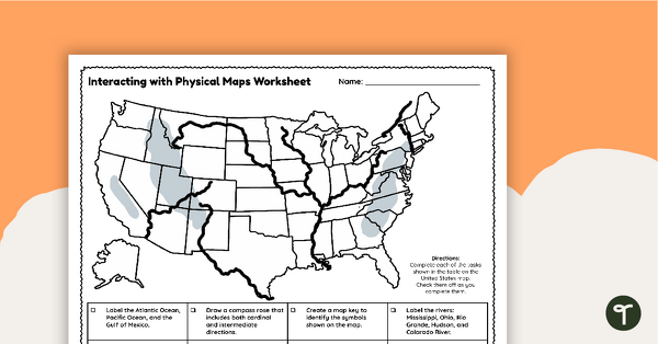 map of usa worksheet