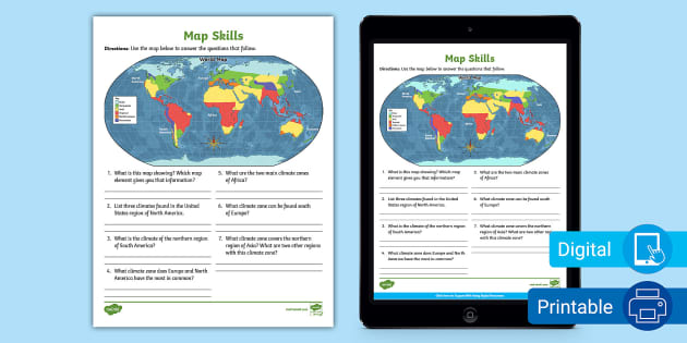 Sixth Grade Map Skills Activity Sheet (Lehrer gemacht)