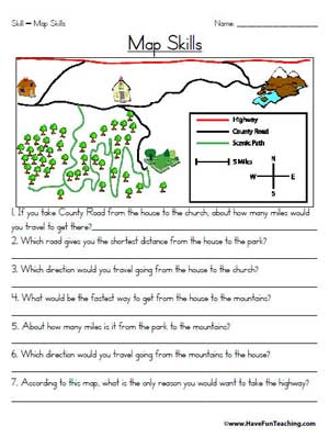 map skills worksheet middle school pdf