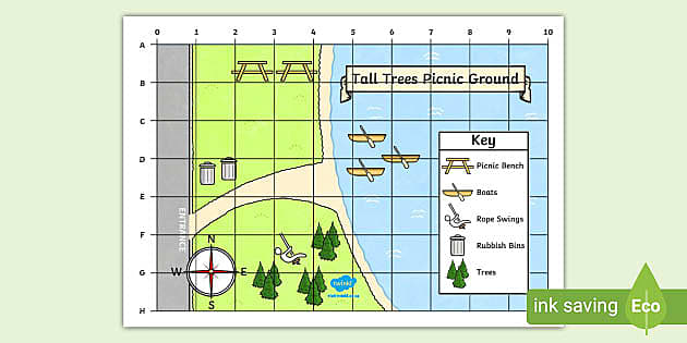Geography Map Skills Worksheets PDF | Picnic Ground Map