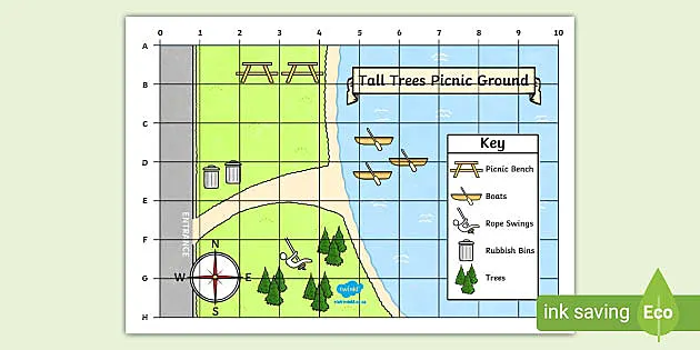 Geography Map Skills Worksheets PDF | Picnic Ground Map
