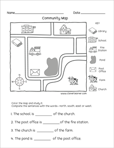 map worksheet kindergarten