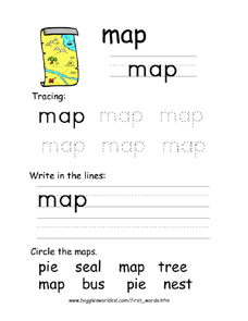 First Word: Map Worksheet for Kindergarten - 2nd Grade | Lesson Planet