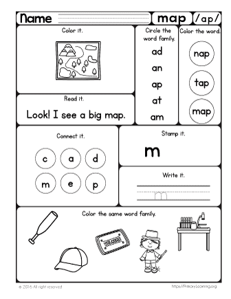 MAP Worksheet | The AP Word Family  