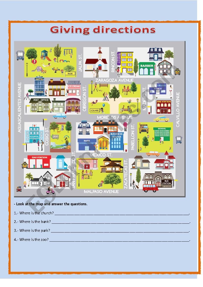 maps and directions worksheet