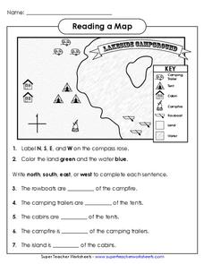 Reading a Map Worksheet for 1st - 3rd Grade | Lesson Planet
