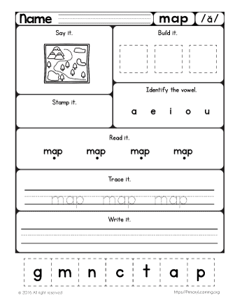 MAP Worksheet | Learn Short a Sound  