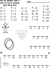mardi gras worksheet