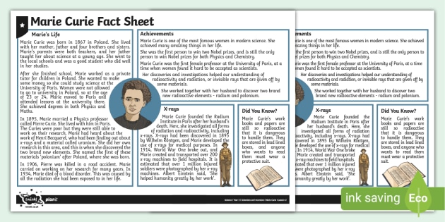 marie curie worksheet