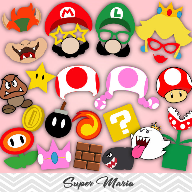 Printable Super Mario Photo Booth Props - Tracy Digital Design