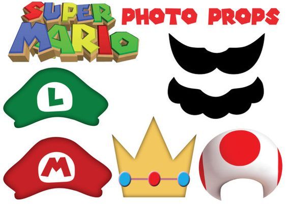 mario photo booth props printable