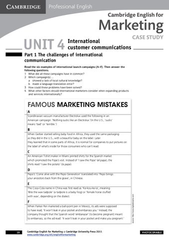 Cambridge English for Marketing - Worksheet - International ...