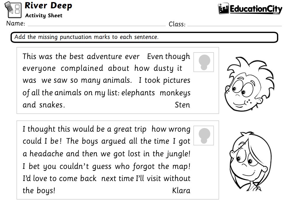 English Worksheets That Focus on Punctuation - EducationCity
