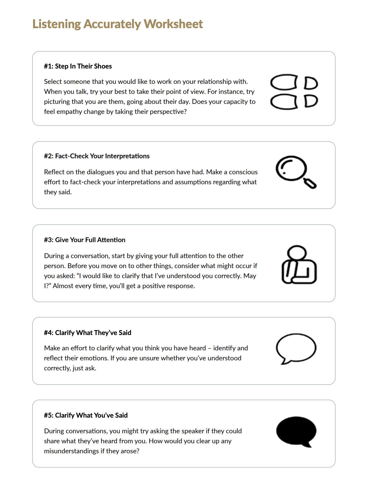 Listening Accurately Worksheet — South Tampa Therapy: Wellness ...