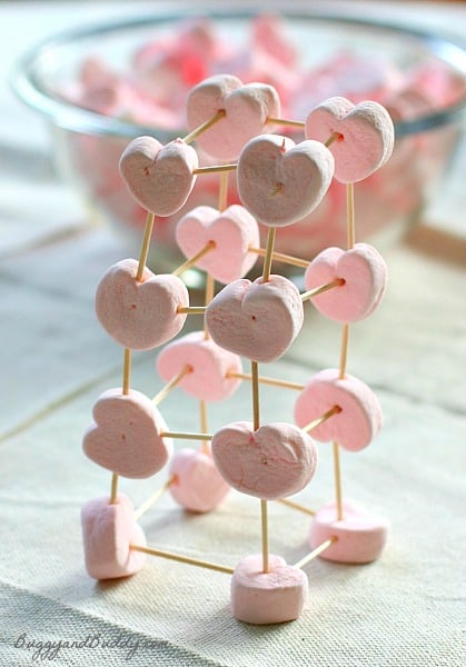 Heart Marshmallow Toothpick Structures - Buggy and Buddy