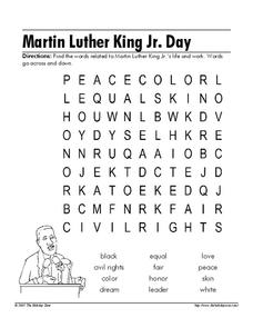 Martin Luther King Jr. Day Worksheet for 3rd - 4th Grade | Lesson ...