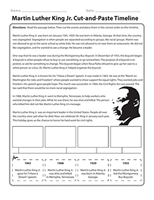 martin luther king jr timeline worksheet