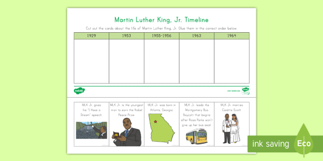 martin luther king jr timeline worksheet
