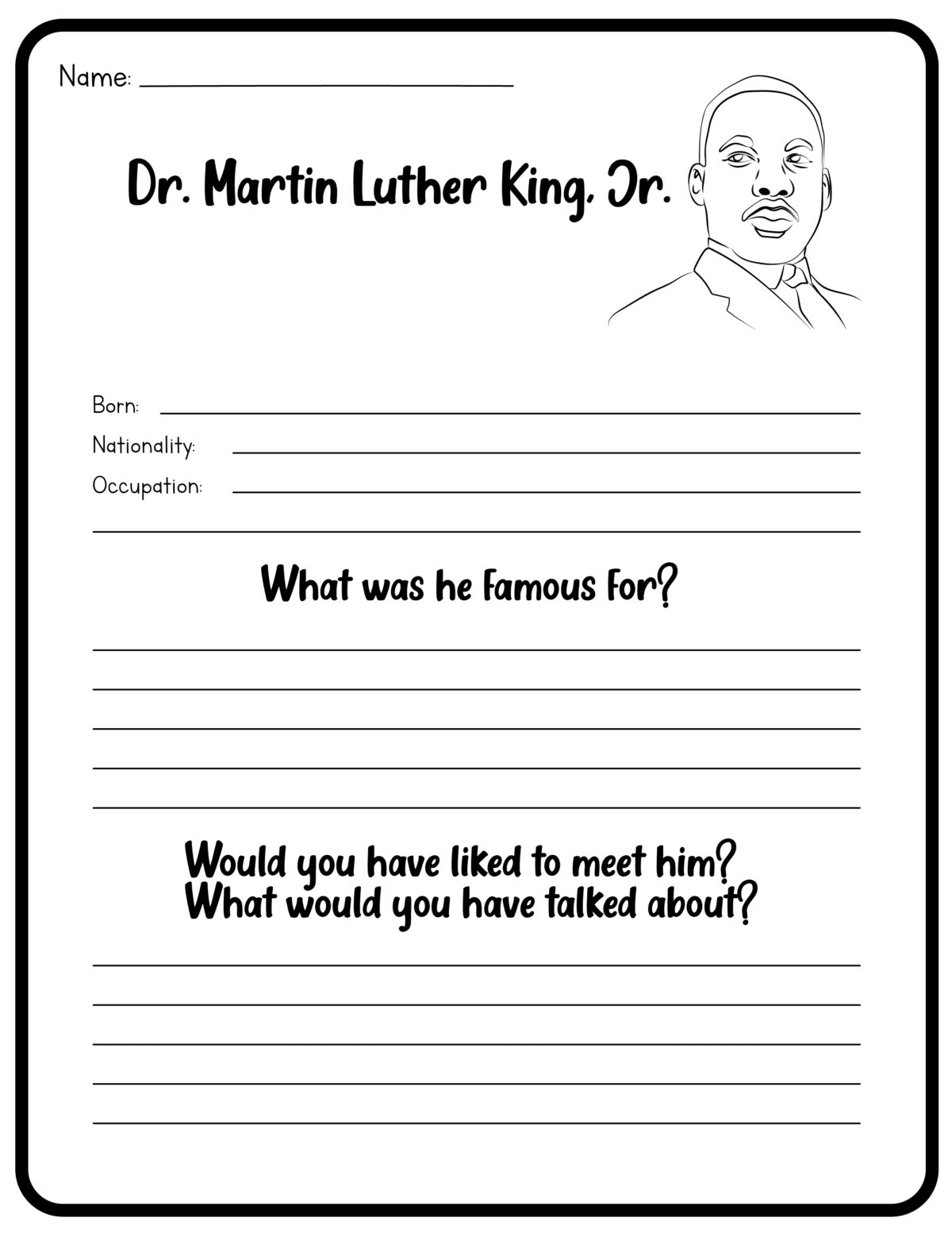 Martin Luther King, Jr. Worksheets (Free Printables) - Frugal Mom Eh!