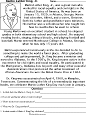 martin luther king jr worksheet with answer key