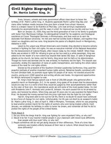 martin luther king jr worksheet with answer key