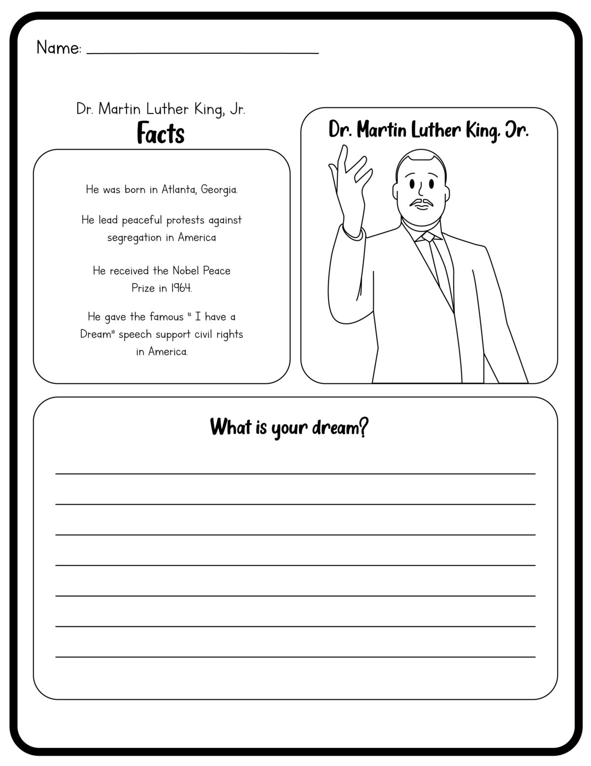martin luther king worksheet